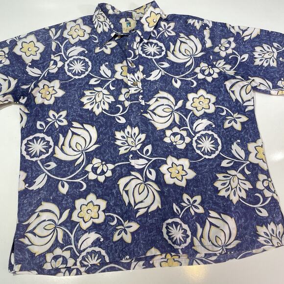 Kahala Men's Floral Button-Up Shirt Blue Size 2XL XXL Handcrafted Hawaiian - Picture 2 of 7